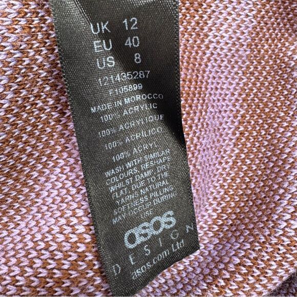 ASOS Abstract Swirl Print Knit Midi Sweater Sheath Dress Purple Brown 8 - Picture 12 of 14